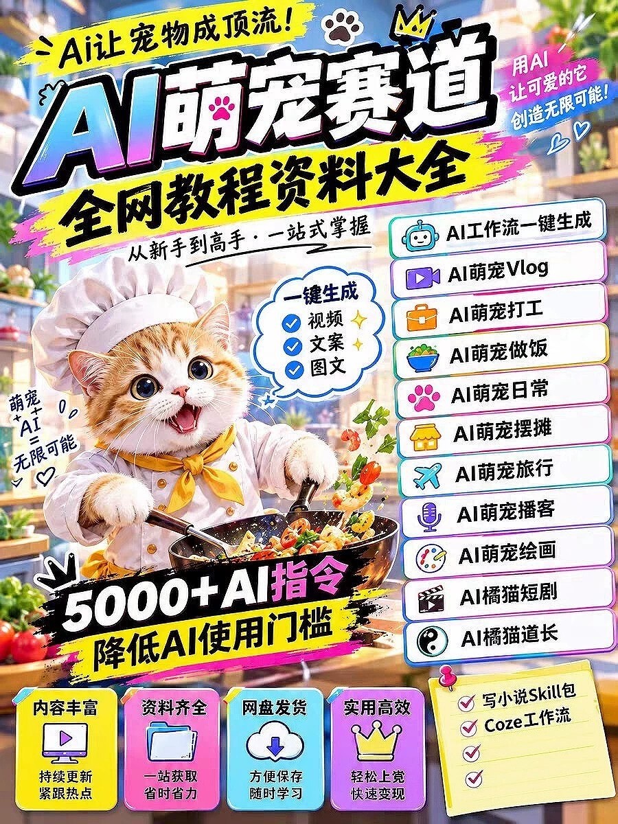 《AI萌宠短视频全链路资料库：从爆款猫咪短剧到 Coze 工作流》